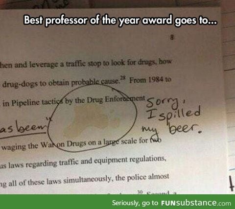 Professors need beer to get through grading