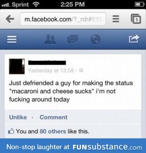Why wouldn't you unfriend someone for saying that?
