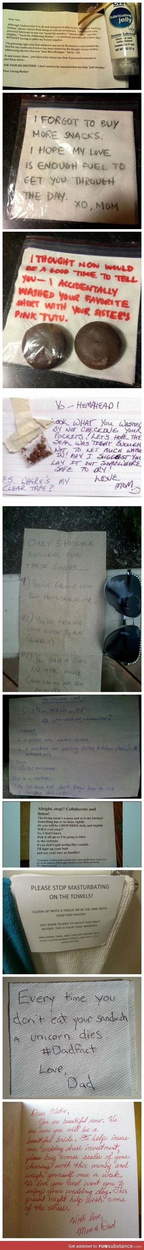 Notes from Mom and Dad!