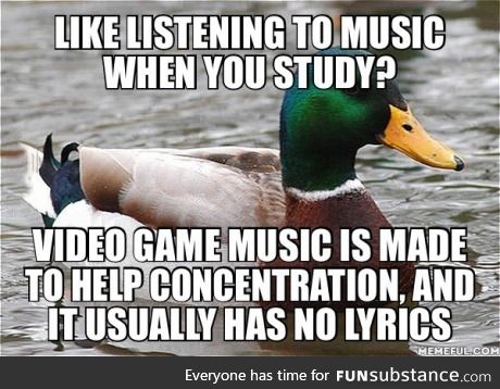 Plus it's epic. I love studying to Skyrim's soundtrack