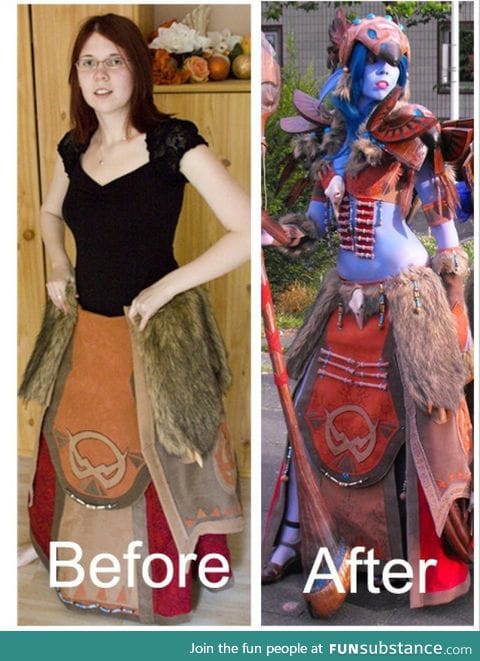 World of Warcraft cosplay before & after