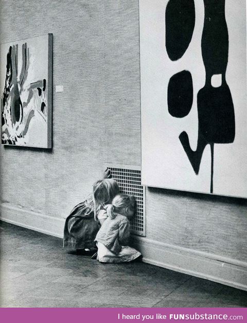 Children not looking at modern art
