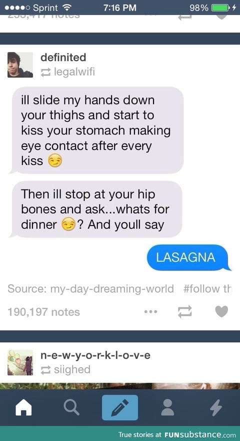 Well lasagna is important too