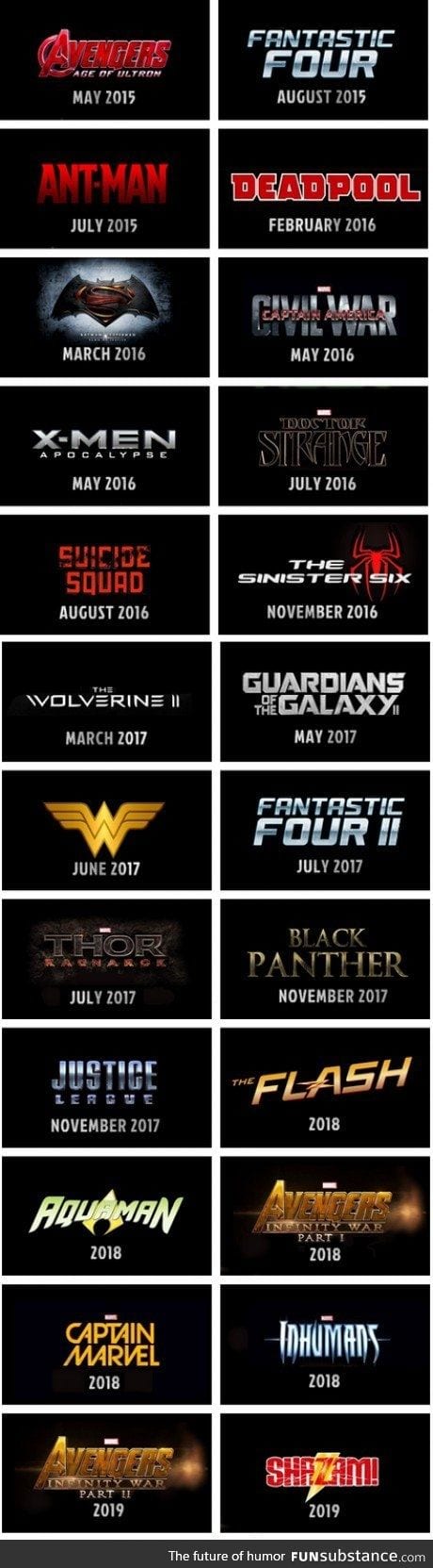 Marvel, DC, Fox, Sony...The full superhero movie lineup