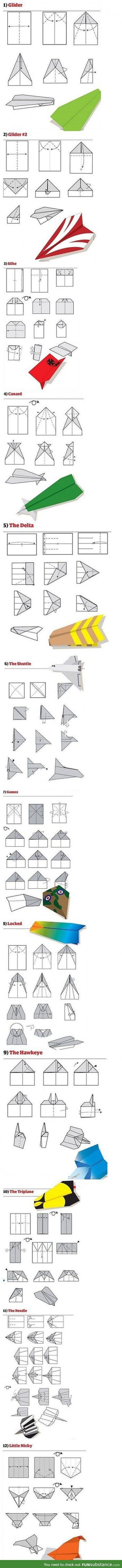 Tutorial on how to fold different types of paper planes