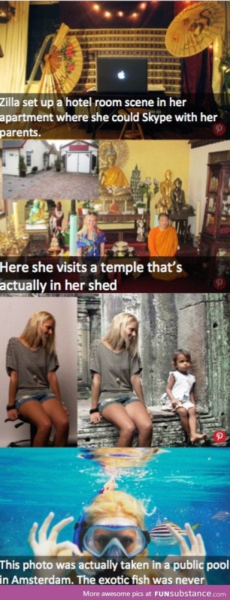 Woman photoshops fake vacation to her family/friends