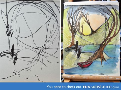 Artist Turns Her Two Year Old’s Sketches Into Painting