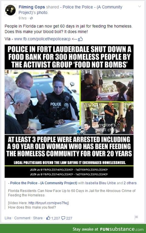 Arresting people who feed the homeless