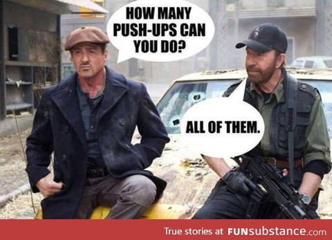 Chuck norris just pushes the ground away from him