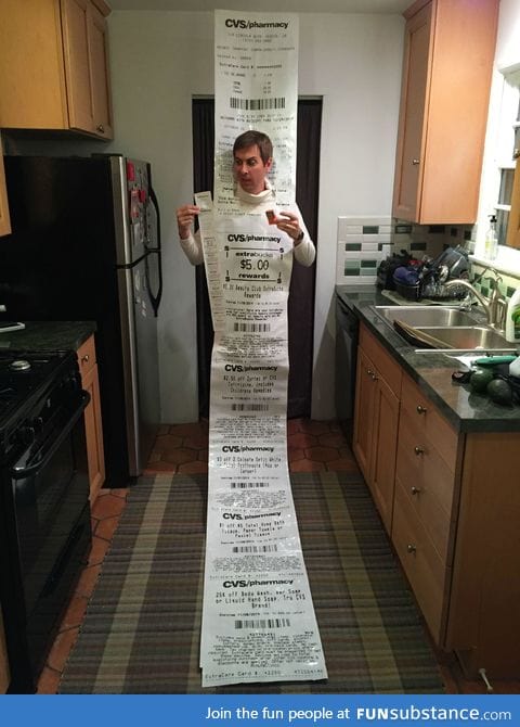 Thank you for giving me a 3 foot long receipt when I bought some TicTacs