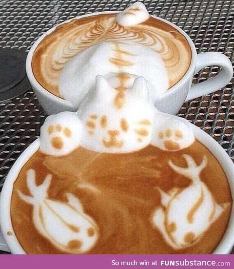 Coffee art in two mugs