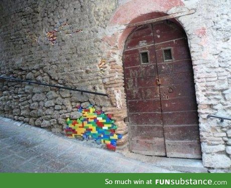 A clever chap named Jan Vormann uses Lego to repair and fill holes in real buildings