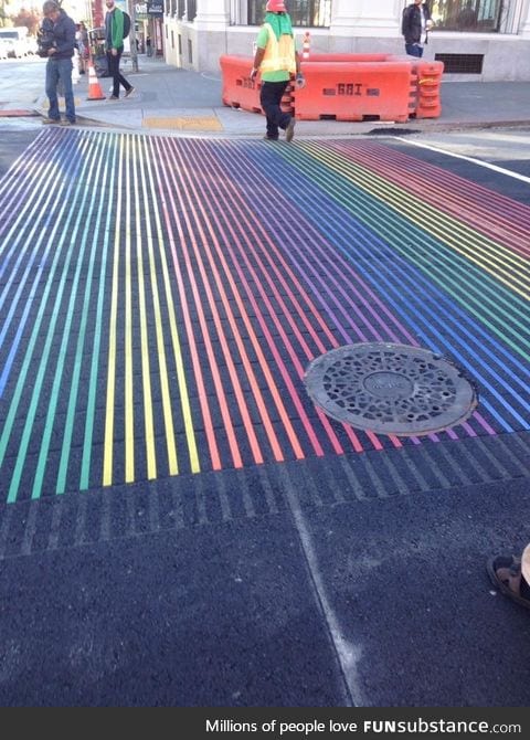 rainbow colored crosswalks