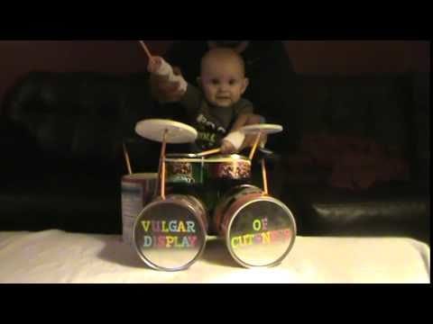 Baby drummer rocks out to heavy metal
