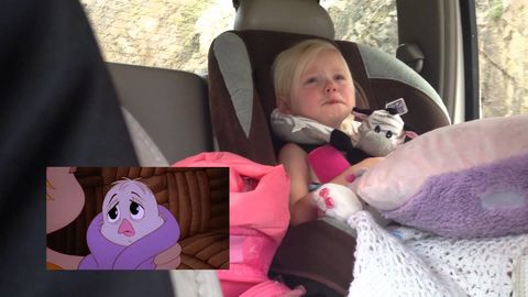 Adorable little girl gets very emotional while watching a cartoon