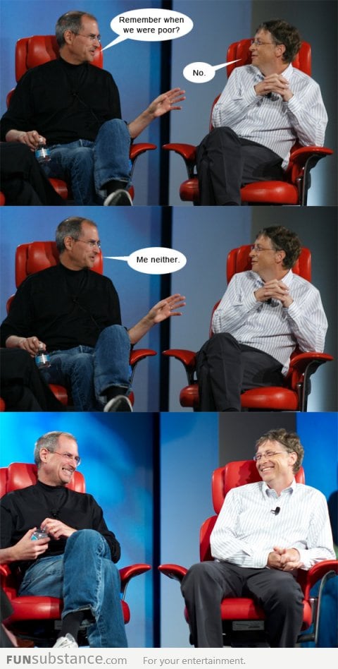 Bill Gates and Steve Jobs talking about money