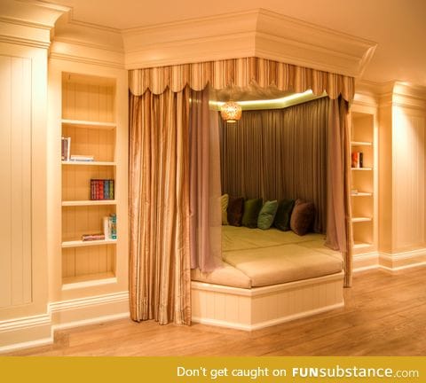 Room with a cozy bed