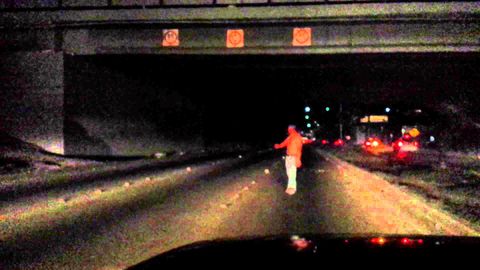 Man avoids being arrested by falling off a bridge