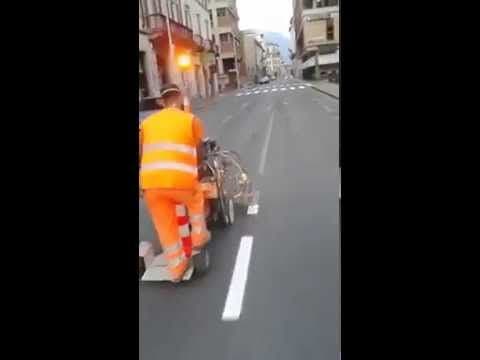 This is how they paint the road lines