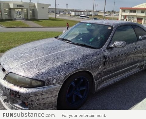 Saw this sharpie art on a car in Okinawa