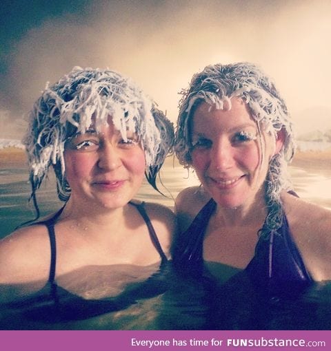 This is what happens when you go swimming in an outdoor pool at -40°C