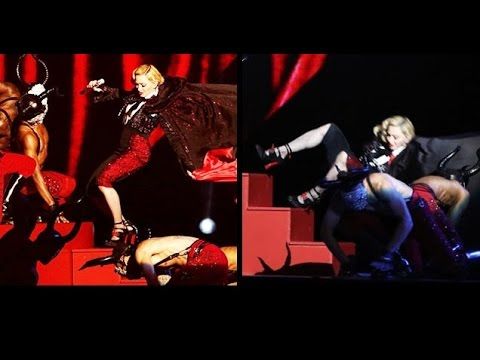 Madonna Falls Down A Set Of Stairs During Performance