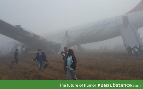 A Turkish Airline's plane has crash landed in Nepal. Everyone is safe