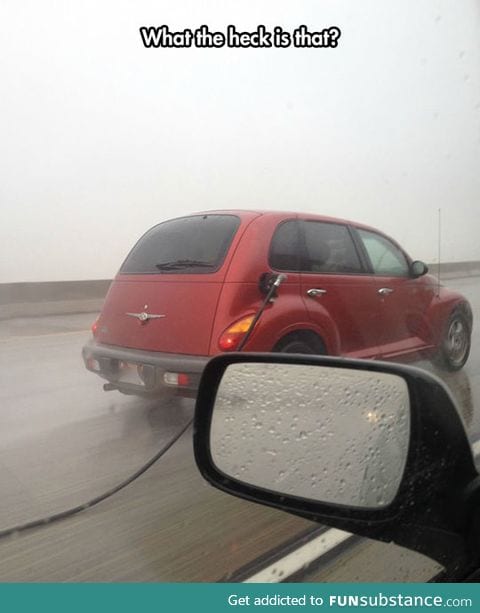 A new born car, it still has the umbilical cord
