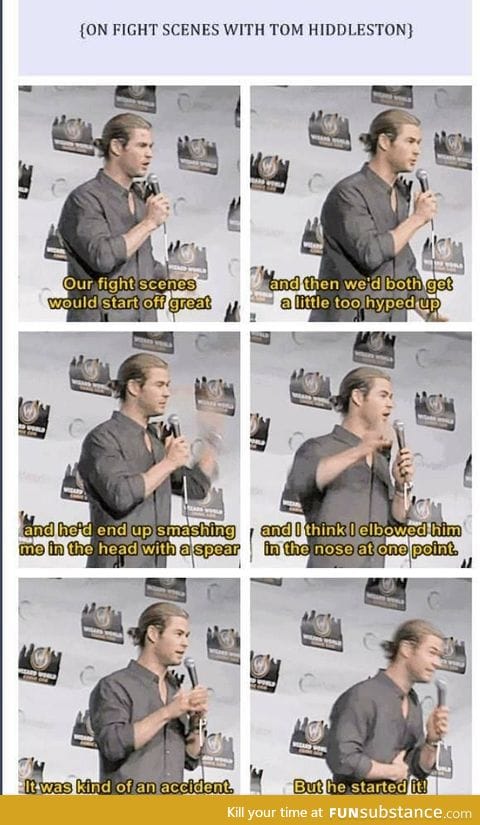Loki/Thor fight scenes