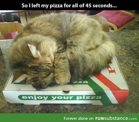 Enjoying pizza warmth