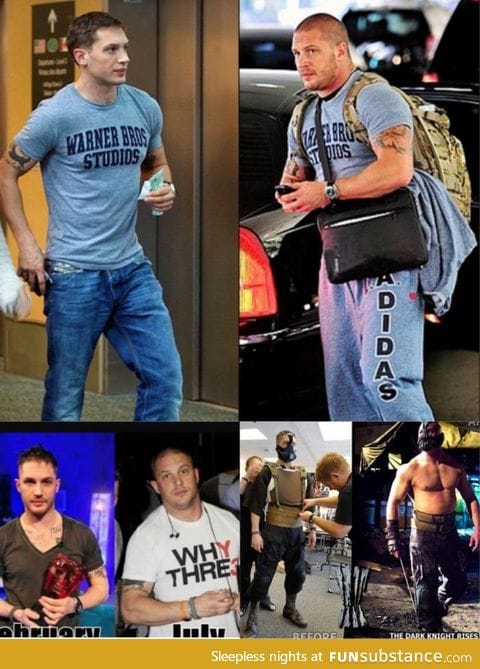 Tom Hardy before and after Bane transformation
