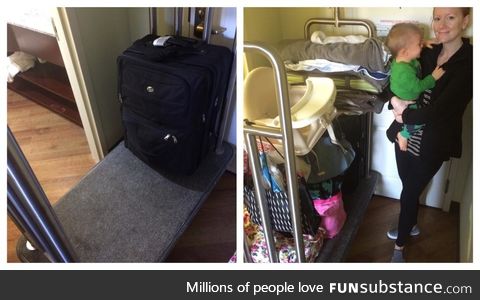 The difference between a man traveling and a family traveling
