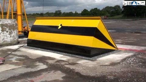 Hydraulic road blocks at the entrances pop up in case of vehicle attack