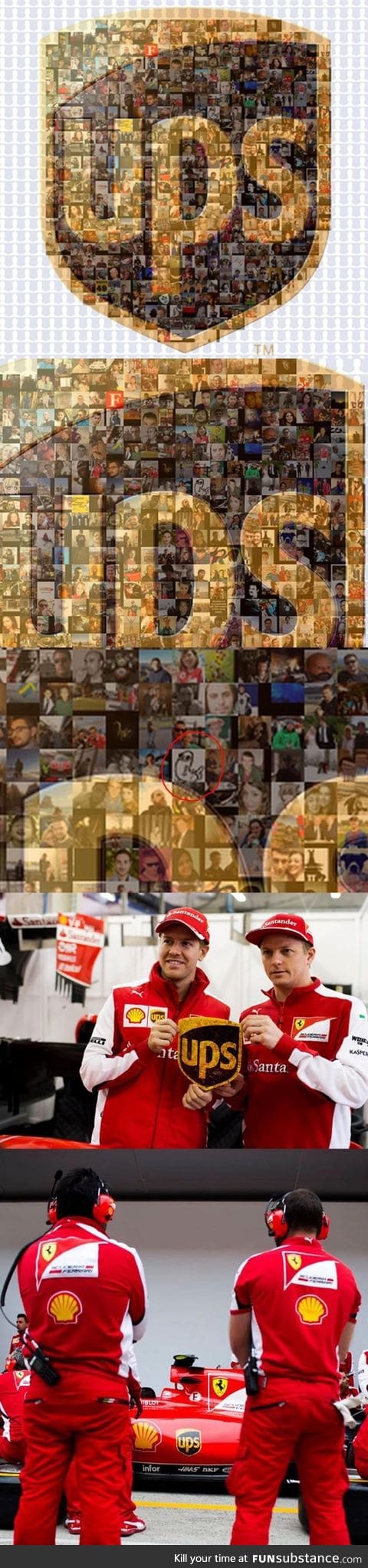 UPS shield. The mosaic that was built from images fans sent. To be posted on F1 Ferrari
