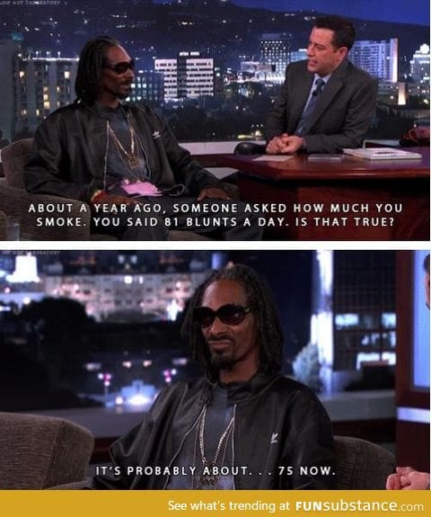 Snoop is easing up a little