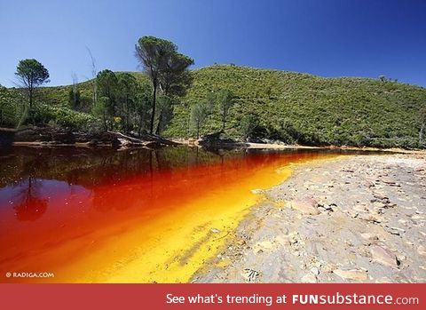 Rio Tinto (river) in Southwestern Spain. All I see is German flag