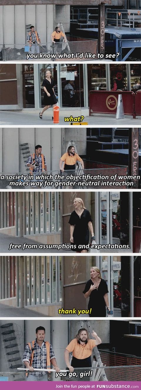 Construction workers yelling things at women