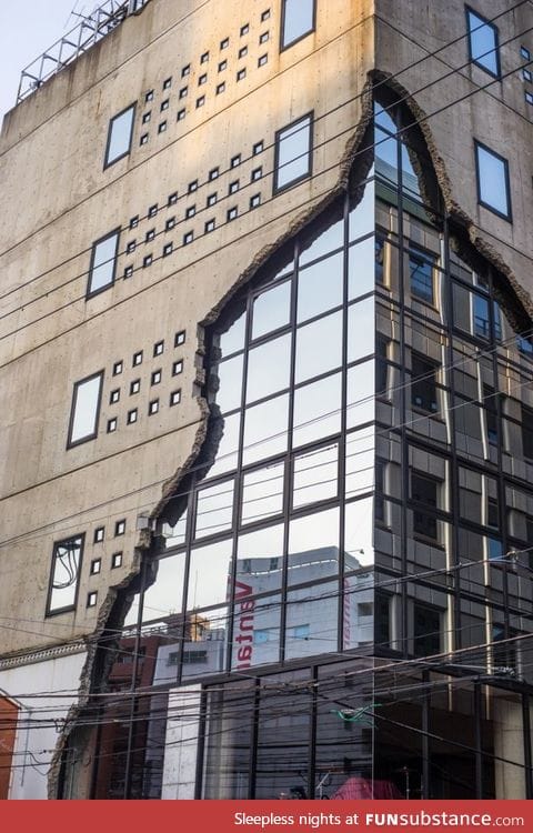 This building was partially rebuilt with different materials