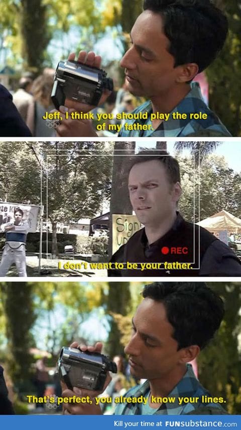 Abed recasting his documentary