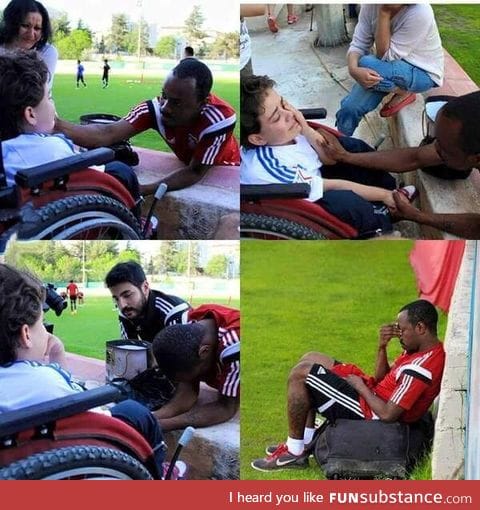 Footballers reaction to disabled fan which cried due to their team being relegated