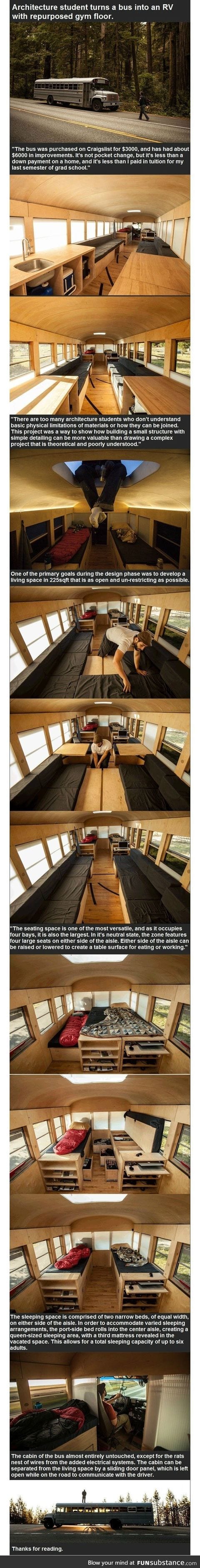 An architect turns an a bus into an RV