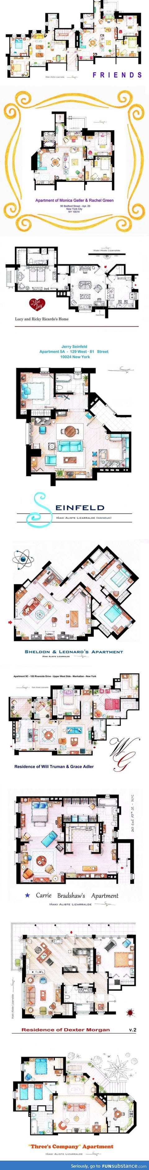 Floor plans of your favorite tv apartment