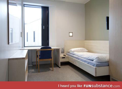 Maximum security prison cell in Halden, Norway looks more like a hotel