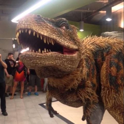 Dinosaur at work prank