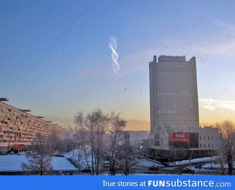 Spiral cloud near Moscow last morning