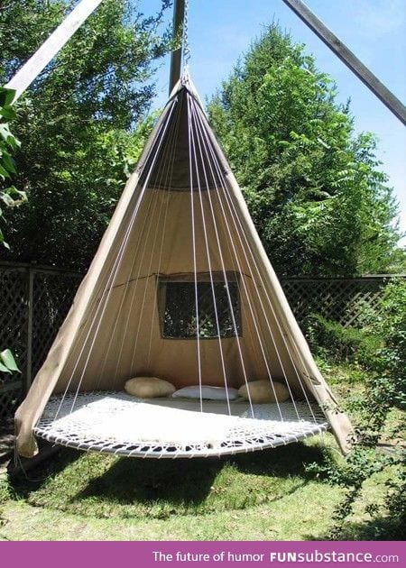 Old Trampoline used to make Tee Pee