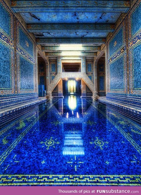 The majestic azure blue indoor pool at hearst castle