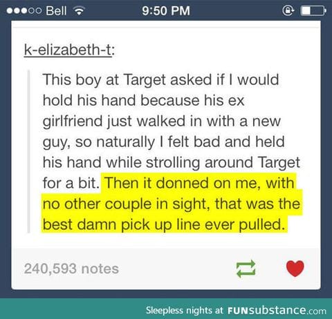 Probably the most ingenious pick up line ever