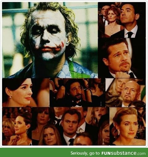 The moment when they announced that Heath Ledger have won the Oscar