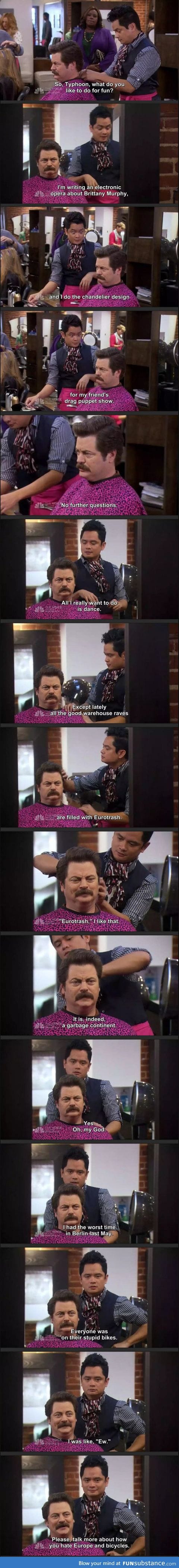 Ron swanson on europe